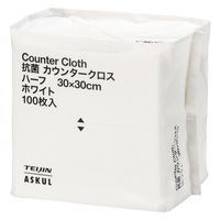 （限定）抗菌・防カビ カウンタークロス ハーフ 約30×30cm ホワイト 1セット（1パック（100枚入）×5）帝人フロンティア オリジナル