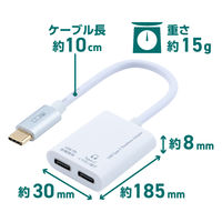 ナカバヤシ TypeーC　PD対応　イヤホン変換ケーブル　ホワイト SADーCE05PW 1個