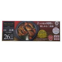 一度で2つの味が楽しめる 2食鍋 26cm ガラス蓋付 マーブルダイヤモンドコート IH・直火対応 1個 ベストコ（わけあり品）