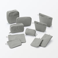 無印良品 リンクルナイロン 大きく開くポーチ グレー Ｍ 約１５×９×４．５ｃｍ 良品計画