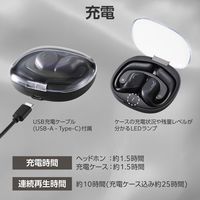 ワイヤレスイヤホン Bluetooth 無線 オープンイヤー 高音質 スモーキーブラック LBT-OWS01BK エレコム 1個（直送品）