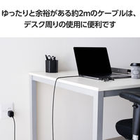 タイプCケーブル ( USB-C to C ) 2m 高耐久 PD 100W 黒 MPA-CC5PAN20BK エレコム 1個（直送品）