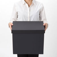 アスクル　ダンボール収納ボックス（組立式）　L　ダークグレー　段ボール オリジナル（わけあり品）