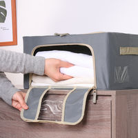 不二貿易 窓付&積み重ね収納ボックス 22L GY 63511 1個