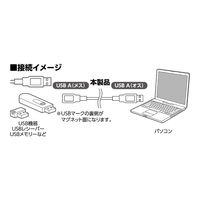 ナカバヤシ USB延長ケーブル　マグネットタイプ　1ｍ USBーEXM301/BK 1個
