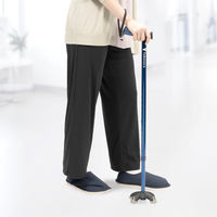 竹虎 バンブーステッキワイド多点杖 ワインレッド 104881 1本