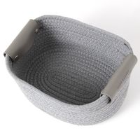 ロープ&フェイクレザーバスケット(M) グレー LAKOLE/ラコレ