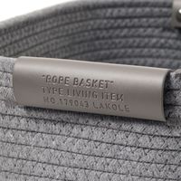 ロープ&フェイクレザーバスケット(L) グレー LAKOLE/ラコレ
