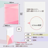 プラス ノート パスティ ノート型ルーズリーフ B5 ドット入り罫線 50枚 ピンク 76030 1セット(1冊×3)