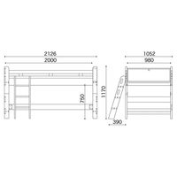 【組立設置込】 小島工芸 ラークUPシリーズ ミドルベッド ミディアム 本体幅2126×奥行1052×高さ1170mm 1台（直送品）