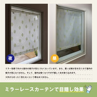 加栄レース レースカーテン 葉っぱ柄 小窓 UVカット ミラーレース 70×90cm 省エネ グリーン 469395 1個（直送品）