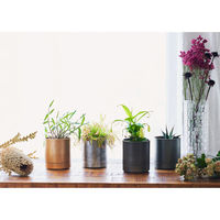 ホワイエ 植木鉢 MC円柱メタルECOポット 受け皿付き 直径12cm シルバーブラック 416303 1個（直送品）