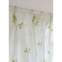 加栄レース レースカーテン リーフ柄 UVカット パイルミラーレース 100×133cm 省エネ 2枚組 グリーン 469313 1個（直送品）