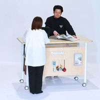 【軒先渡し】林製作所 収納付きハイテーブル 幅1500×奥行750×高さ1000mm ナチュラル×ホワイト 1台（直送品）