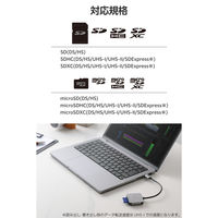 SDカードリーダー Type-C SD/microSD対応 ケーブル一体型 シルバー MR3C-C21SV エレコム 1個（直送品）