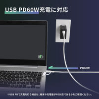 オウルテック やわらか超タフ USB-C to C/Lightning 2in1ケーブル OWL-CBNCCL15-WH 1個（直送品）