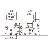 アイコ(AICO) オフィスチェア セミローバック 肘付 防汚性布張り仕様 OA-1055EJ(FG3)BU 1脚（直送品）