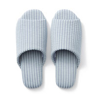 無印良品 綿サッカー織 履き心地やわらか足なりスリッパ Ｍ ２２．５～２５ｃｍ用 ブルー 良品計画