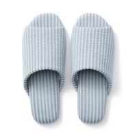 無印良品 綿サッカー織 履き心地やわらか足なりスリッパ Ｌ ２５～２７．５ｃｍ用 ブルー 良品計画