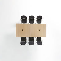 プラス ダイニングワークテーブルライト 幅2400×奥行1000×高さ720mm オーク天板 1台（4梱包） ミーティングテーブル