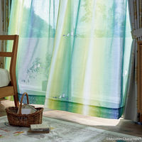 SUMINOE MOOMIN カーテン オーロラボイル A1047 幅1000×丈1760mm ブルーグリーン 1枚（直送品）