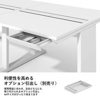 【軒先渡し】LASHデスク ティーレッグハーフ 幅2400×奥行600×高さ720mm オーク天板/ホワイト脚 1台（直送品）