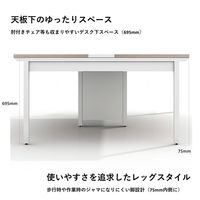 【軒先渡し】LASHデスク フォーレッグホール脚 幅1200×奥行1400×高さ720mm ダークアッシュ天板/ホワイト脚 1台（直送品）
