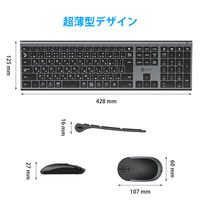 キーボード+マウスセット ワイヤレス（2.4G） 静音 超薄型 JIS配列 IC-BK23Comboグレーブラック iClever