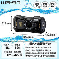 リコー PENTAX 防水防塵デジタルカメラ WG-90 ブラック カメラケースセット WG-90BLK OCC135set 1セット（直送品）