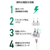 延長コード 電源タップ 3ピン 10個口 2m マグネット 雷ガード 抜け止め 一括スイッチ ECT-4520WH エレコム 1個（直送品）