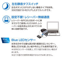 ナカバヤシ 無線静音 カードサイズマウス 3ボタン BlueLED ホワイト MUS-RKT246W 1個（直送品）