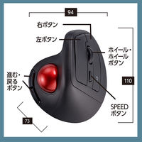ナカバヤシ 無線静音 エルゴノミクストラックボールマウス 5ボタン 光学式 ブラック MUS-TRKF248BK 1個（直送品）