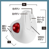 ナカバヤシ 無線静音 エルゴノミクストラックボールマウス 5ボタン 光学式 ホワイト MUS-TRKF248W 1個（直送品）