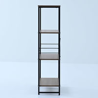 YAMAZEN スチール収納ラック 木製棚板 4段 アイアンラック スチールラック RAR-12604(WBR/SBK) 1台（直送品）