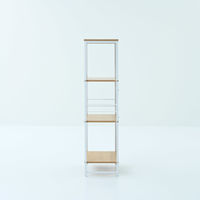 YAMAZEN スチール収納ラック 木製棚板 4段 アイアンラック スチールラック RAR-12604(NA/SWH) 1台（直送品）