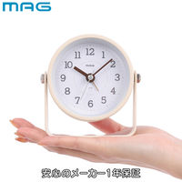 ノア精密 置き時計 モナカ MAG 連続秒針 目覚まし時計 アイボリー 482658 1個（直送品）