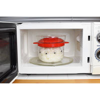 逸品社 電子レンジ用炊飯器 1~2合 ぎゅっとおにぎりさん ガラスのレンジご飯釜 レッド 490879 1個（直送品）