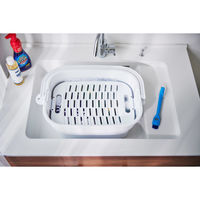 伊勢藤 バケツ 折りたためる つけ置き洗いバケツ 16L 洗濯板 蓋つき 角型 ホワイト 497028 1個（直送品）