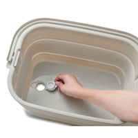 伊勢藤 バケツ 折りたためる つけ置き洗いバケツ 16L 洗濯板 蓋つき 角型 グレー 497029 1個（直送品）