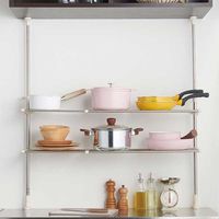 ベストコ ステンレス つっぱりキッチンラック 2段 伸縮棚 ワームグレー NY-1002 4975970253649 1個