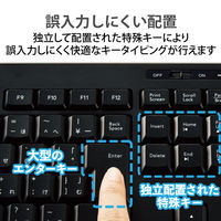ワイヤレスキーボード 無線(2.4GHz) コンパクト マウス付き 静音 抗菌 TK-FDM115SKMBK エレコム 1個