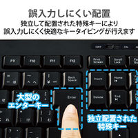 ワイヤレスキーボード 無線 静音 テンキーレス コンパクト 抗菌 メンブレン TK-FDM115SKTBK エレコム 1個（直送品）