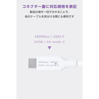 Type-Cケーブル 240W PD EPR USB 1m 電力液晶付 シリコン 白 MPA-CCECW10WH エレコム 1個（直送品）