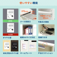 Netforce イーセンブリー 両開き書庫1台+メールロッカー1台 4人用 3段 鍵付き 幅800mm ダークブラウン 1セット（直送品）