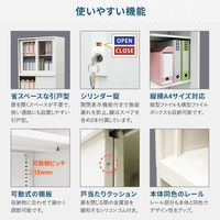 Netforce イーセンブリー 引戸書庫1台+引戸書庫1台 2段×3段 鍵付き アクリル スチール ブラック 1セット（直送品）