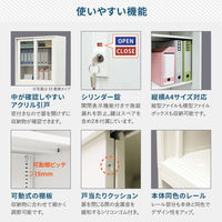 Netforce イーセンブリー 引戸書庫1台+引戸書庫1台 3段×3段 鍵付き 幅880mm アクリル ホワイト 1セット（直送品）