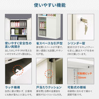 Netforce イーセンブリー 両開き書庫1台+引戸書庫1台 3段×3段 幅880mm 高さ1760mm スチール ホワイト 1セット（直送品）