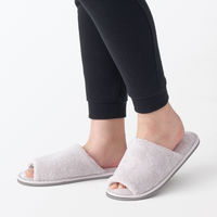 無印良品 洗える綿パイルスリッパ 前あき Ｌ ２５～２７．５ｃｍ用 グレー 良品計画