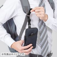 サンワダイレクト リュックベルト用スマホポーチ（ベルト取付・3通り設置可能・ブラック） 200-BAGOP1BK 1個（直送品）