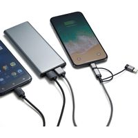 サンワダイレクト モバイルバッテリー（iPhone・Android対応・薄型・5000mAh・Lightning/microUSB/Type C対応）（直送品）